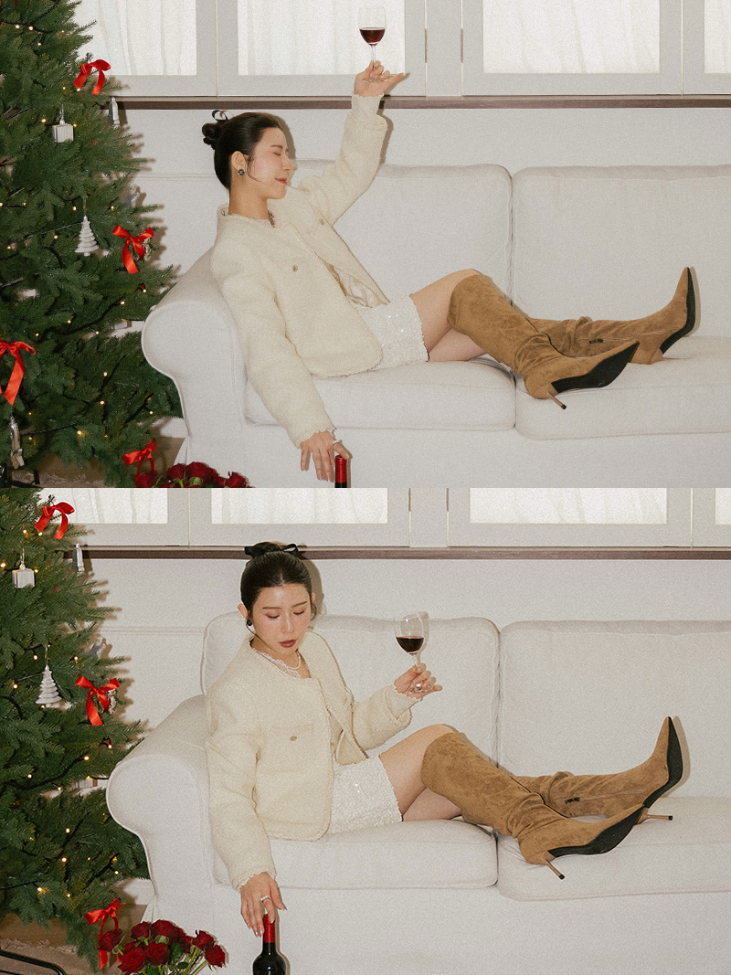 IU12-麂皮抓皺尖頭靴