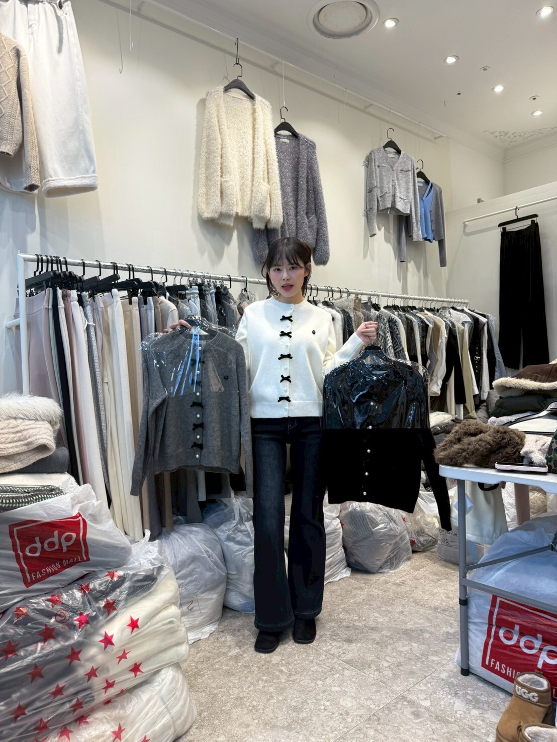 WE5324 蝴蝶結針織開胸冷衫