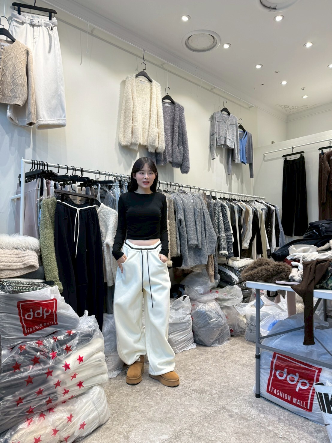 WE5306 對比色抽繩寬鬆束腳褲