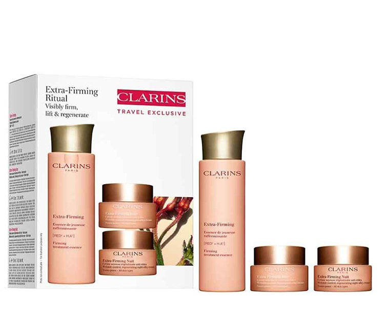 CLARINS 煥顏緊緻護理套組 彈簧三件套（精華水200ml+50ml日霜 +50ml晚霜）[平行進口]