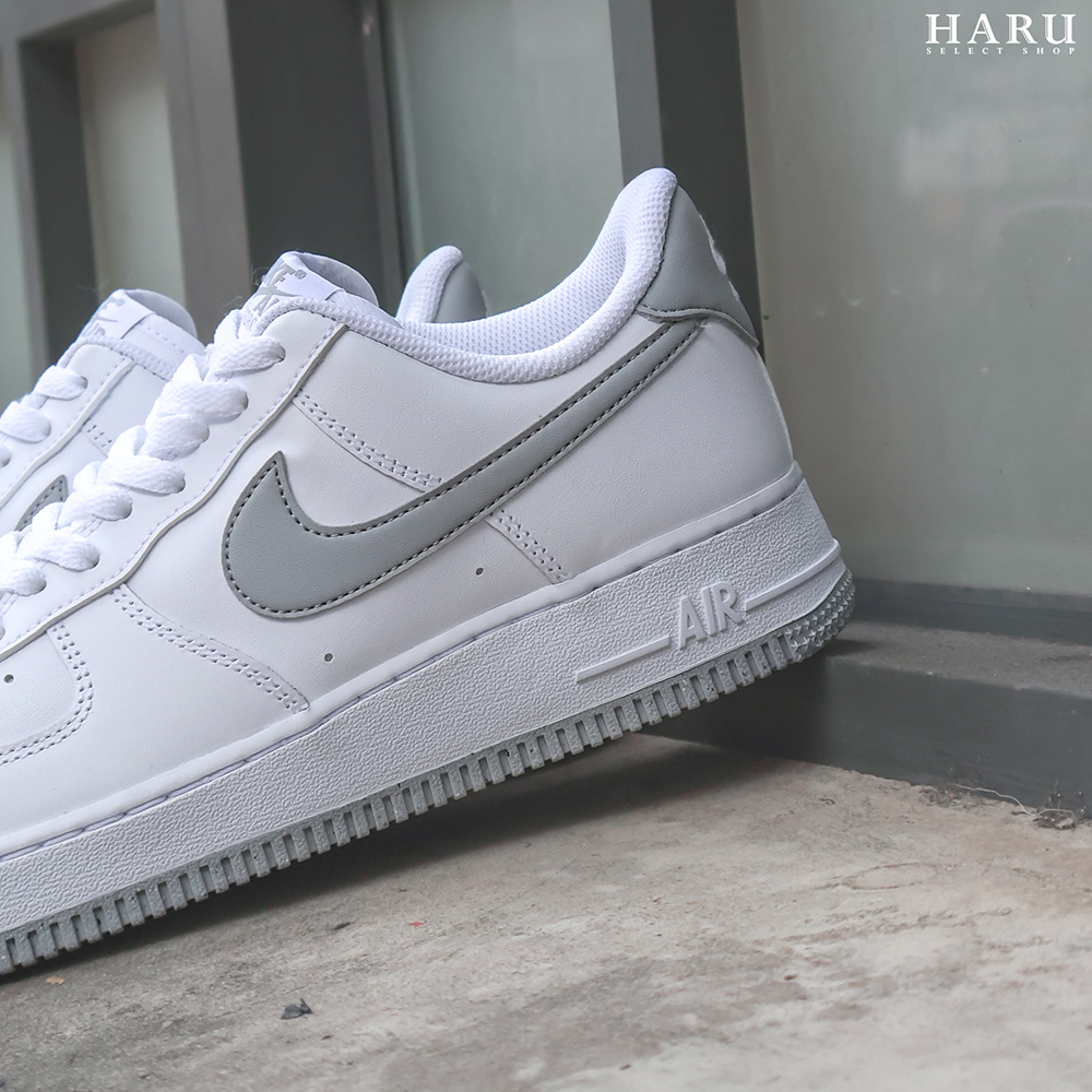 Nike Air Force 1 AF1 霧灰 白灰 淺灰 白底灰勾 復古休閒男鞋 FJ4146-100