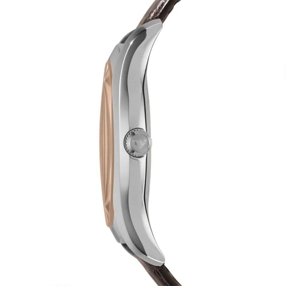 【Armani 亞曼尼】AR1704 羅馬數字時標 獨立小秒針 皮革 石英錶