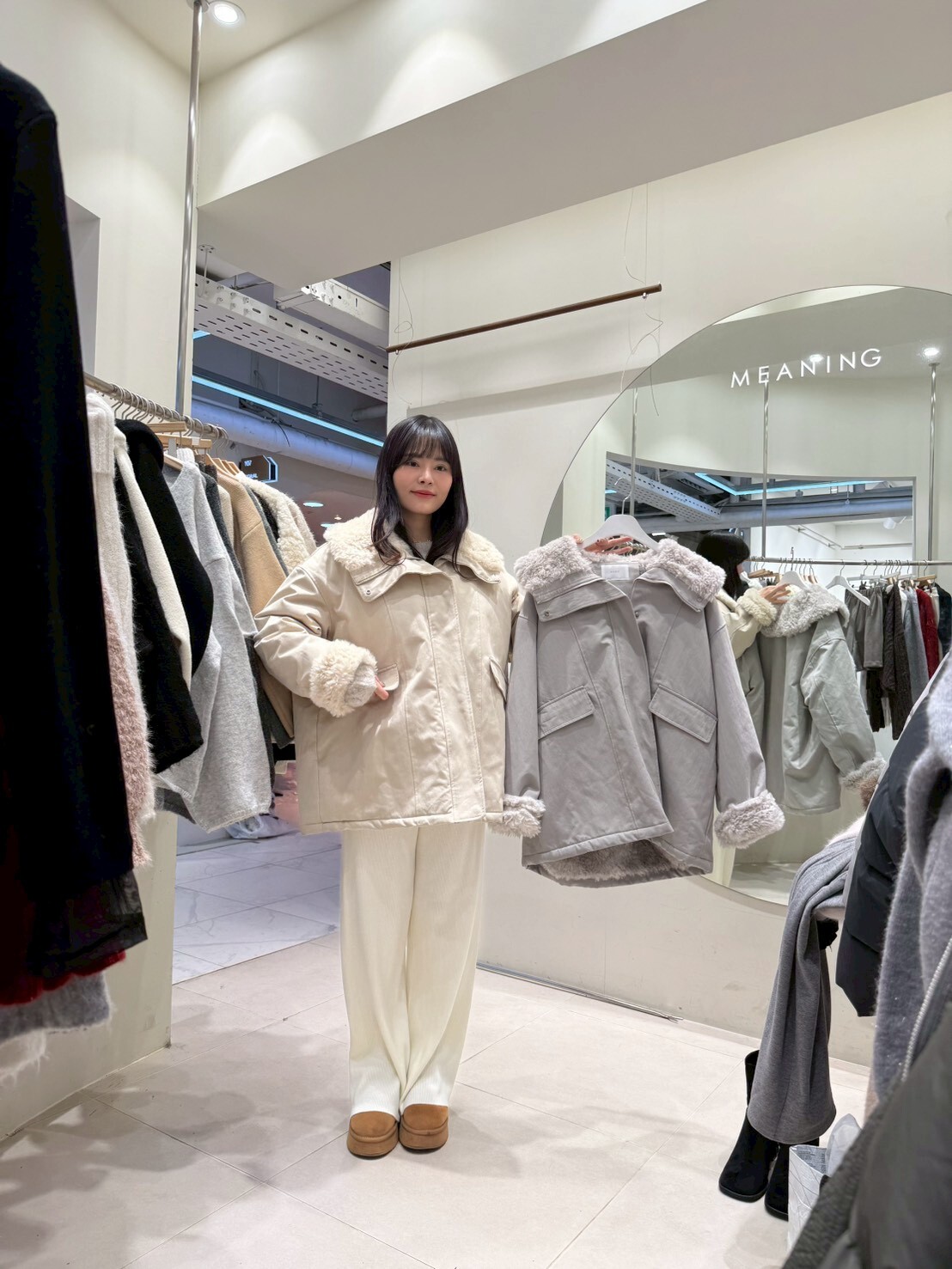 HU5304 毛毛領包邊外套