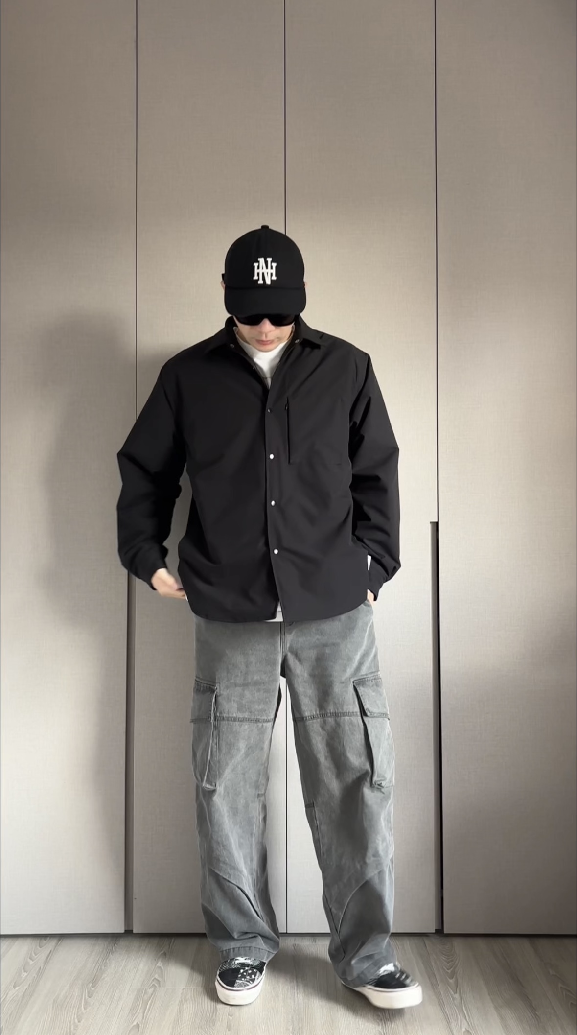 水洗大口袋工裝褲