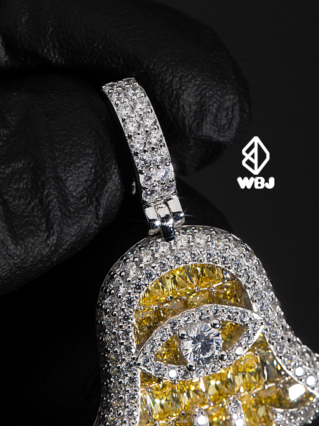 WBJ訂製珠寶 T方法蒂瑪吊墜黃色 925純銀電鍍18K白金項鍊