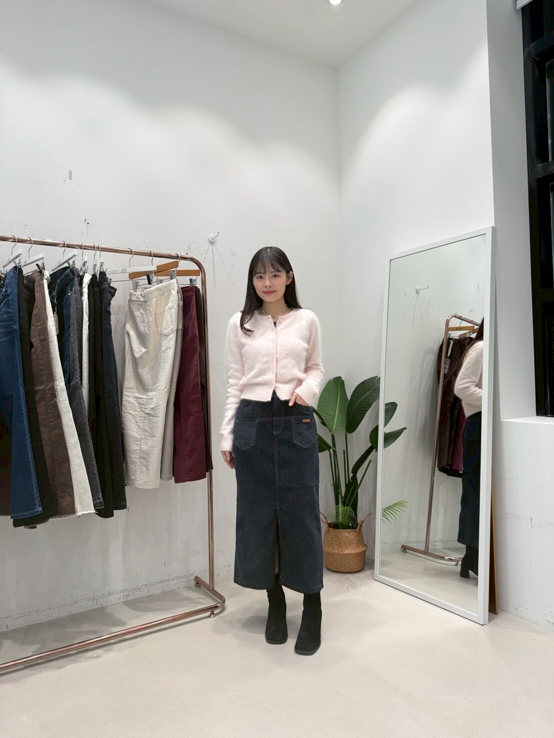 HL2553 冬季新款!雙褲頭刷薄毛絲絨半裙