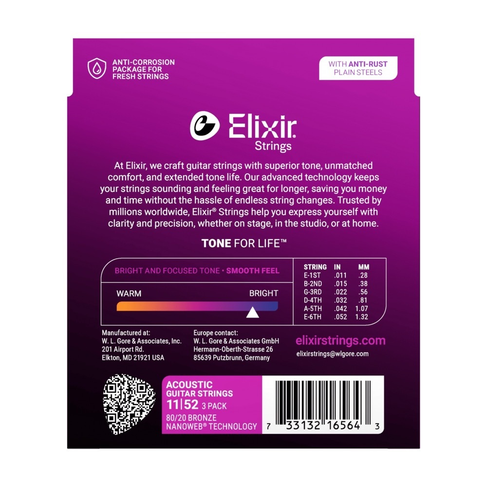 Elixir ELIXIR 16568 木吉他 磷青銅 NANO 1152 3SET 第 2 張圖片｜三峽吉他 / Bass