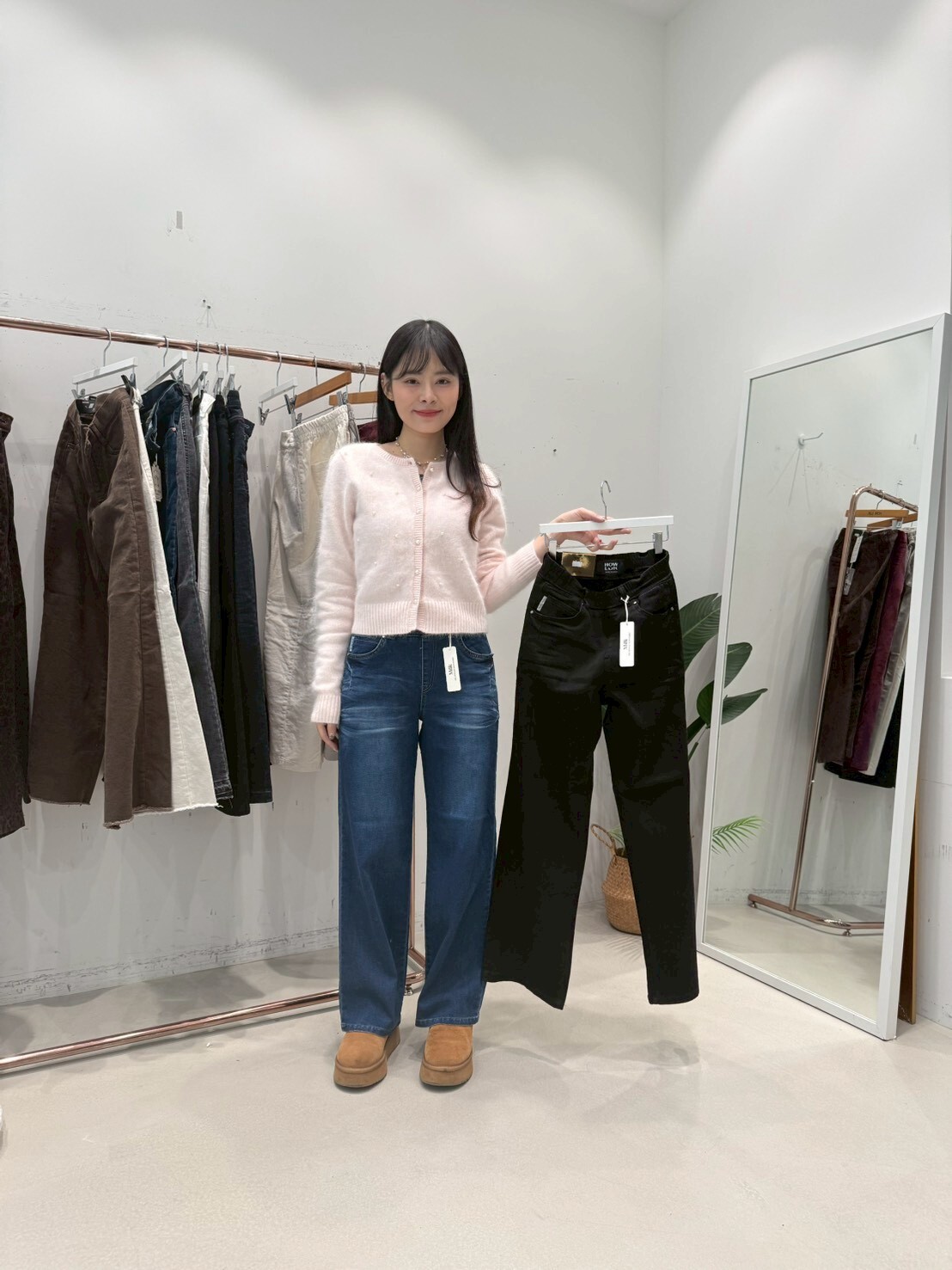 HL5700-1 貓鬚刷薄毛牛奶棉牛仔褲