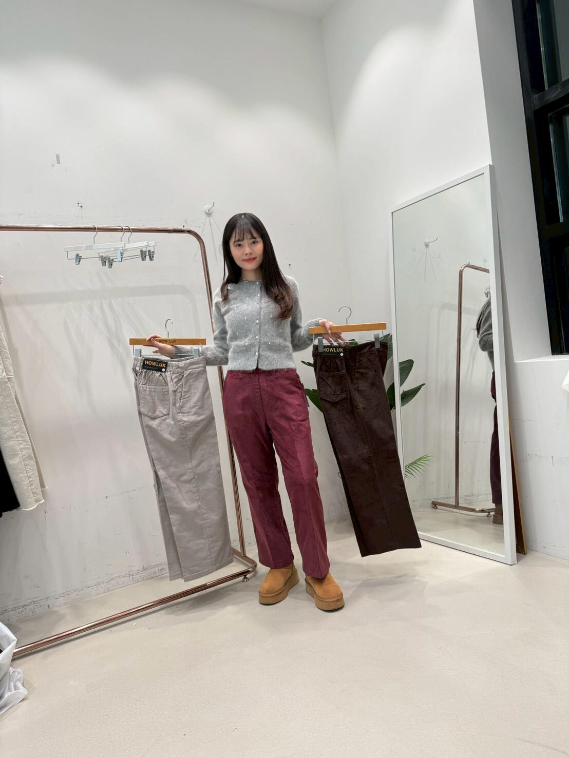 HL269 冬日刷薄毛牛仔褲