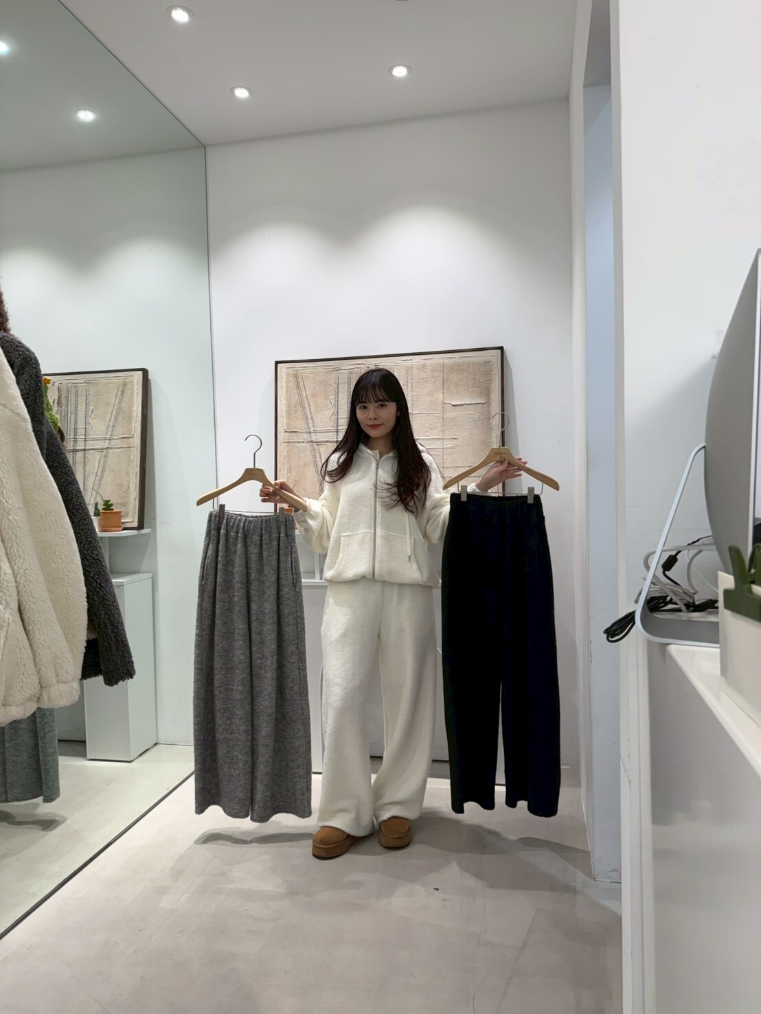 HN5325 全橡筋腰寬鬆直筒休閒褲