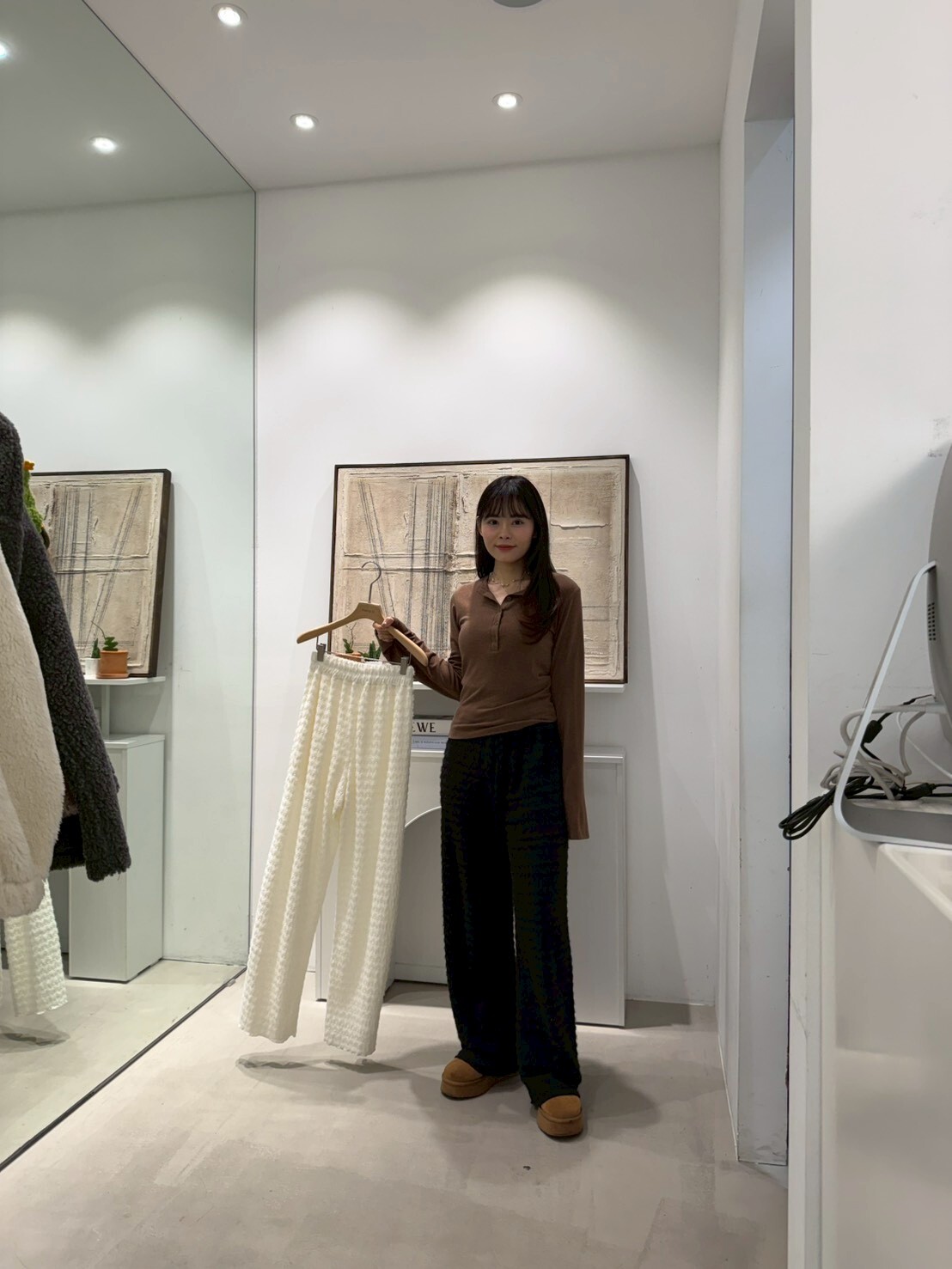 HN5327 全橡筋波浪蕾絲鉤花休閒褲