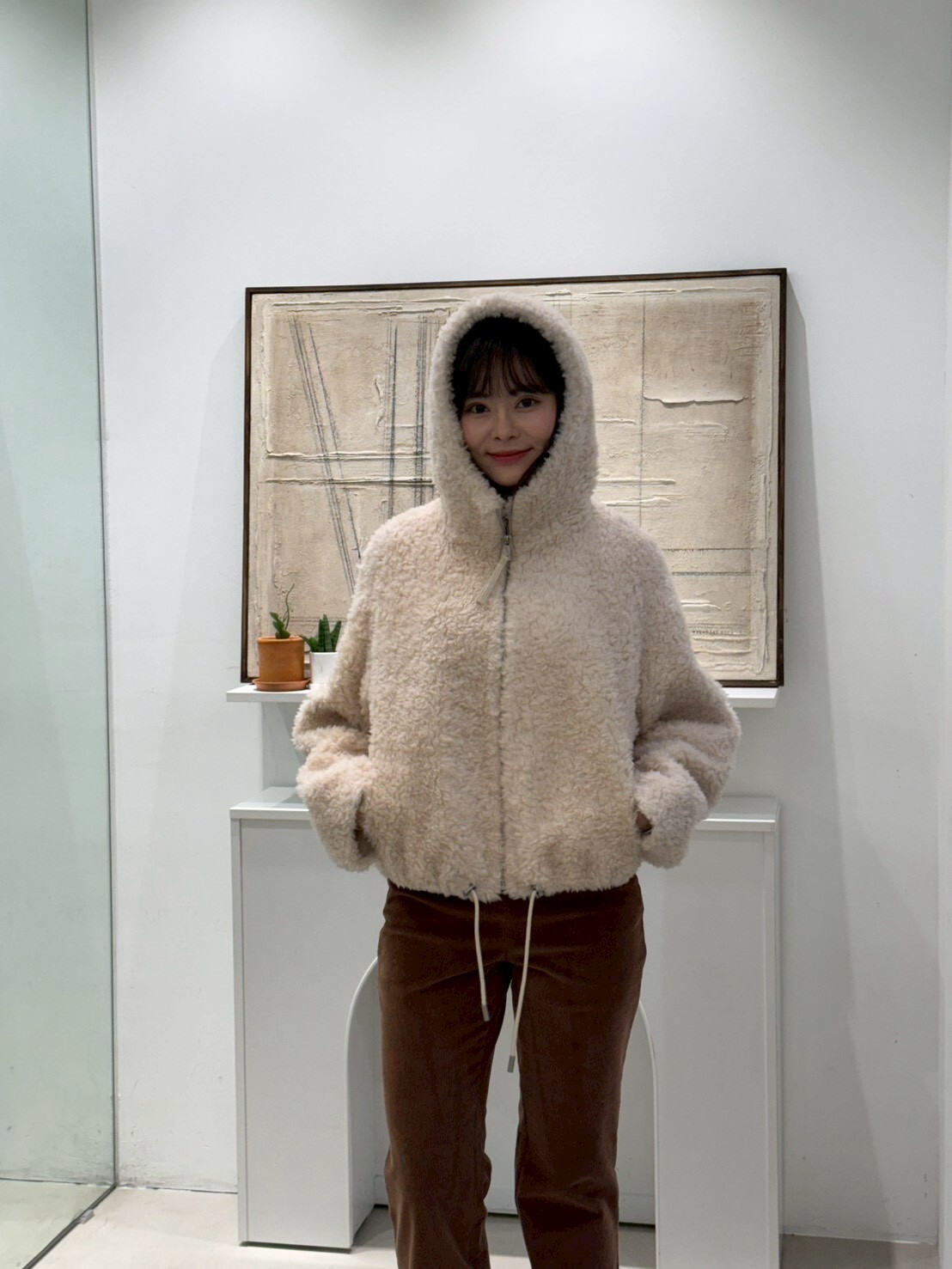 HN5306 熊啤啤拉鏈連帽束腰外套