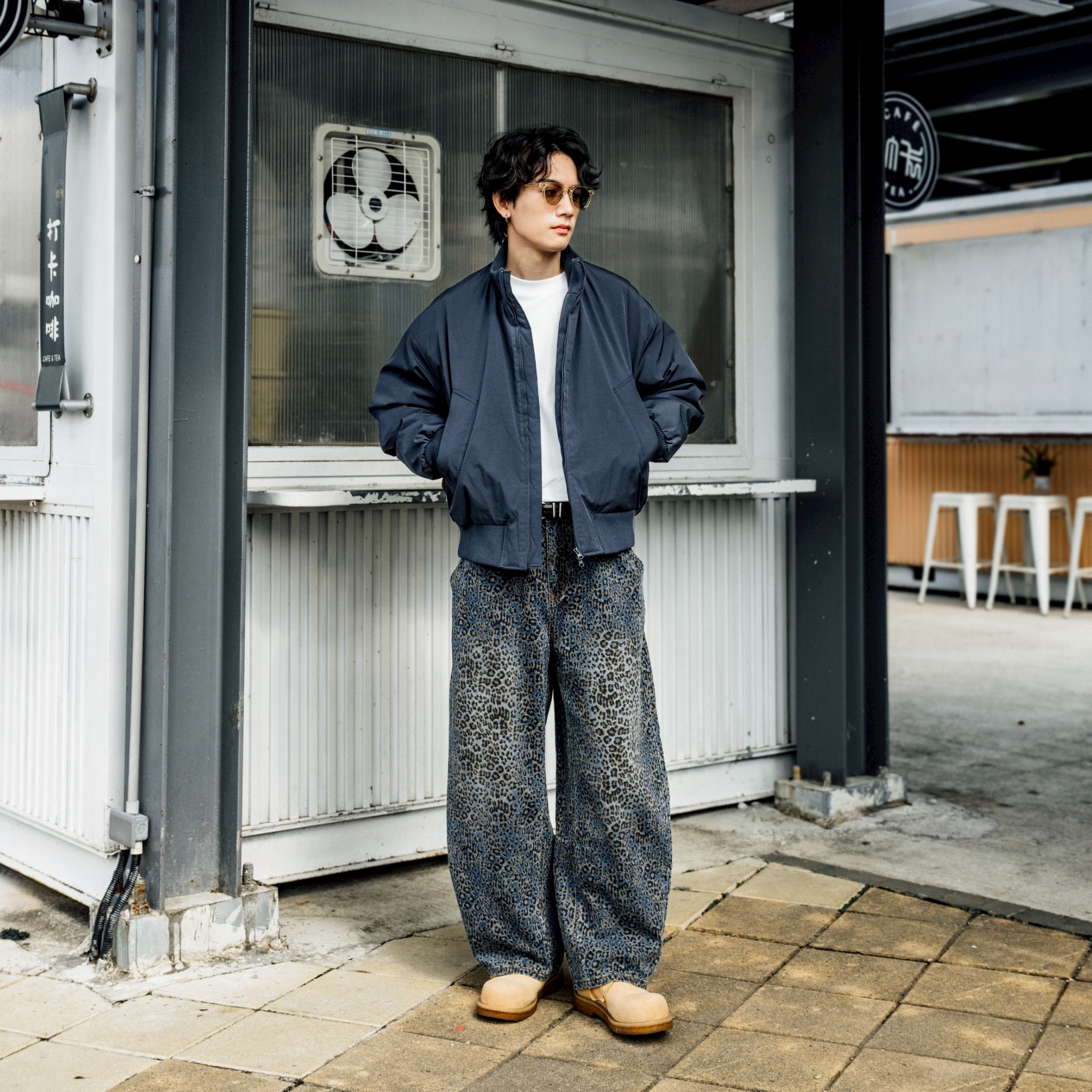 #預購 SBG 豹紋彎刀牛仔長褲 兩色 SB5828