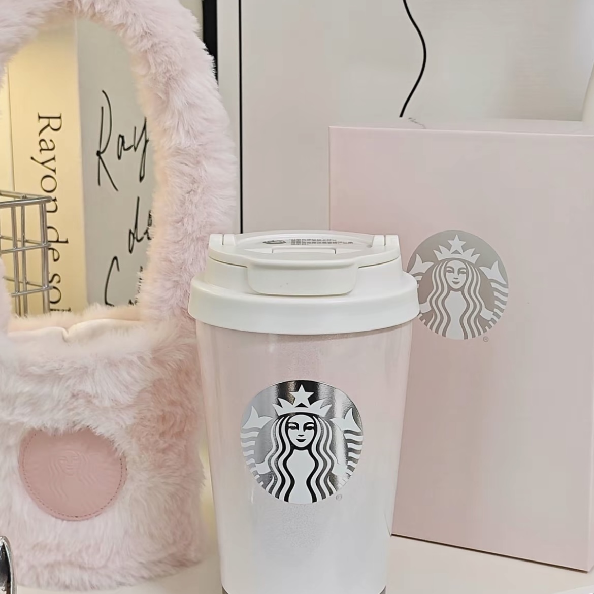 STARBUCKS 星巴克 粉色隨行杯 漸層 毛絨杯套 送禮 不鏽鋼 禮盒 高顏值