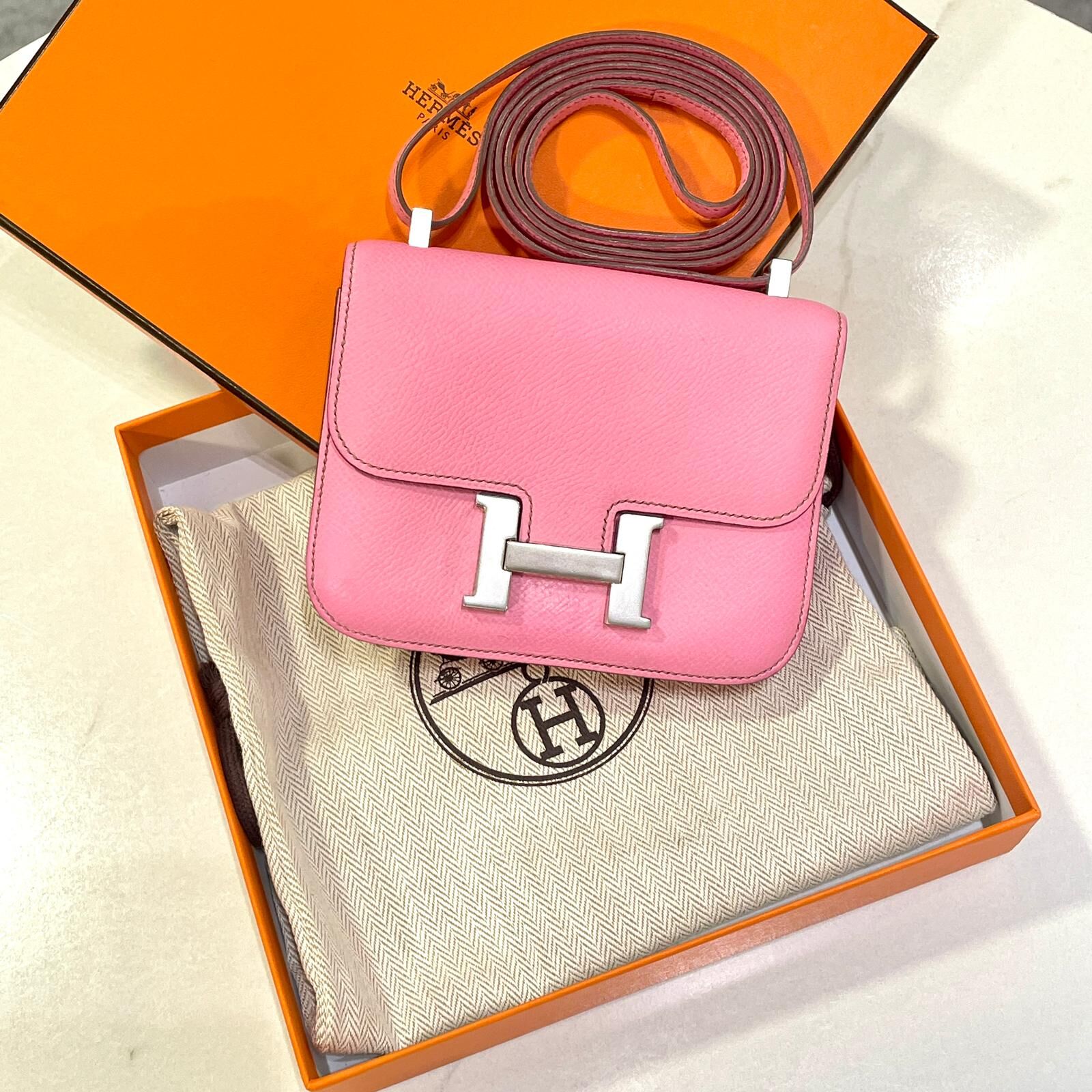 絕版！98%NEW二手CONSTANCE 14 櫻花粉銀扣EPSOM皮N刻 5P/PHW #C14 #康康包 #香榭站正品