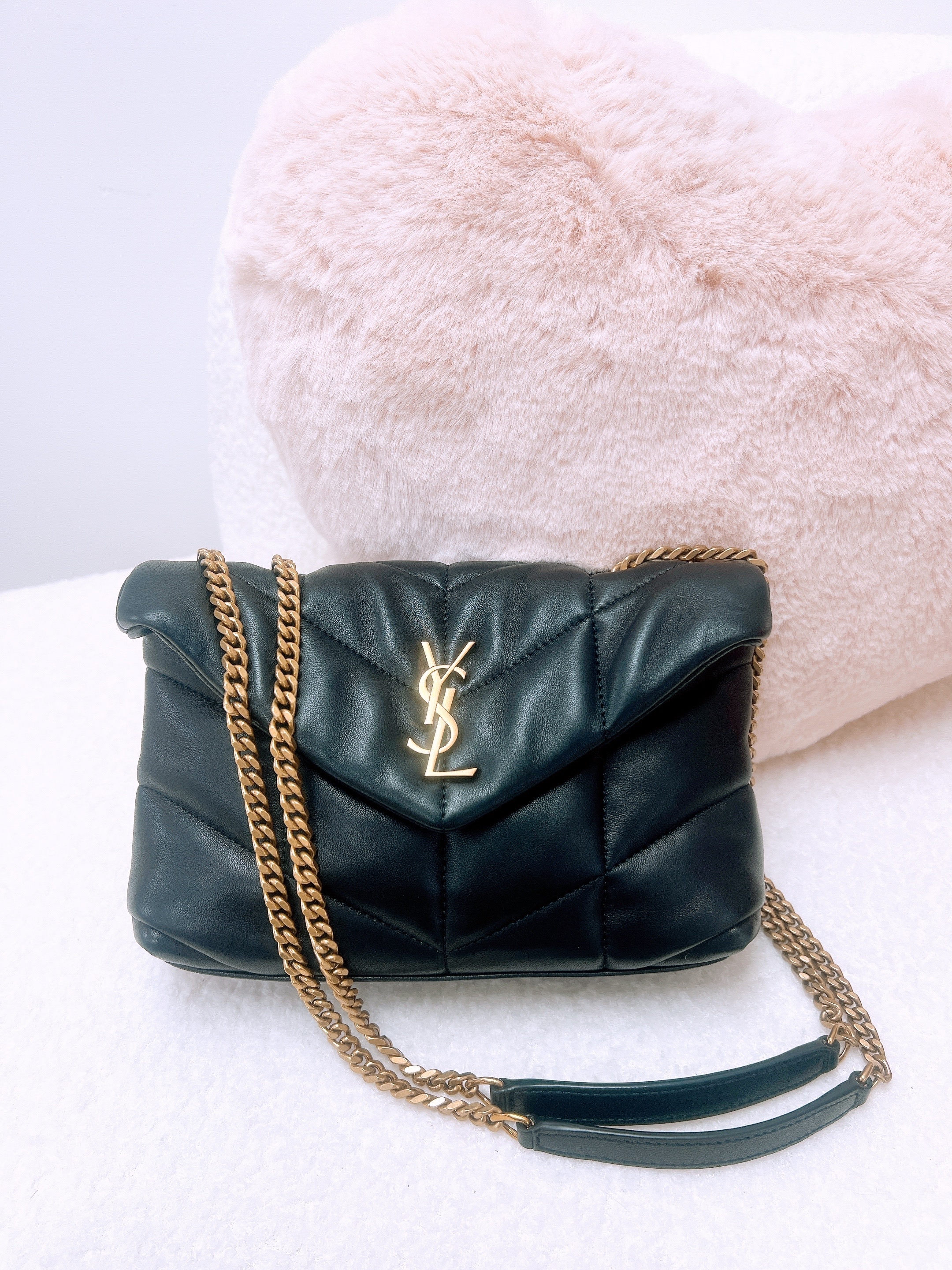 YSL Saint Laurent puffer flap toy black GHW