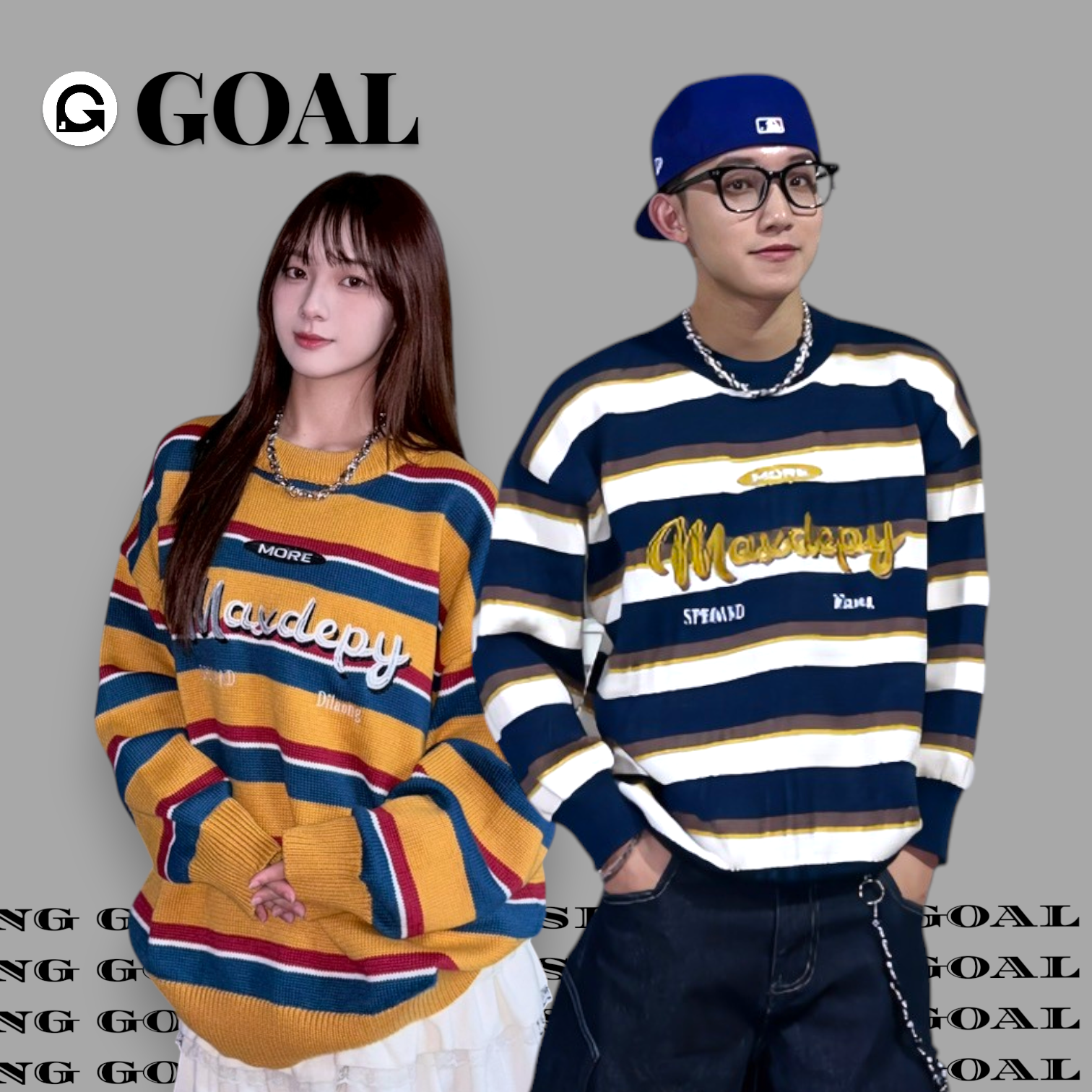 (GOAL)美式撞色系條紋毛衣 Geesas 6576