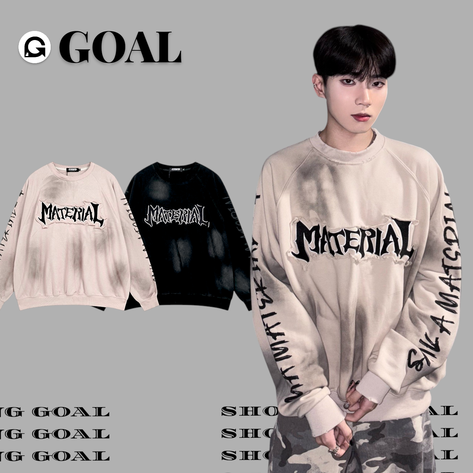 (GOAL) 美式復古貼布刺繡大學tee SMK140