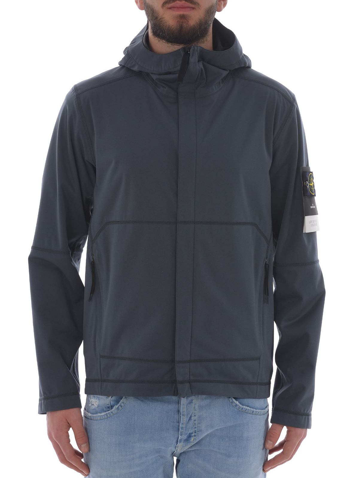 【現貨】Stone Island Light Soft Shell SI Check Grid Hooded Jacket Blue