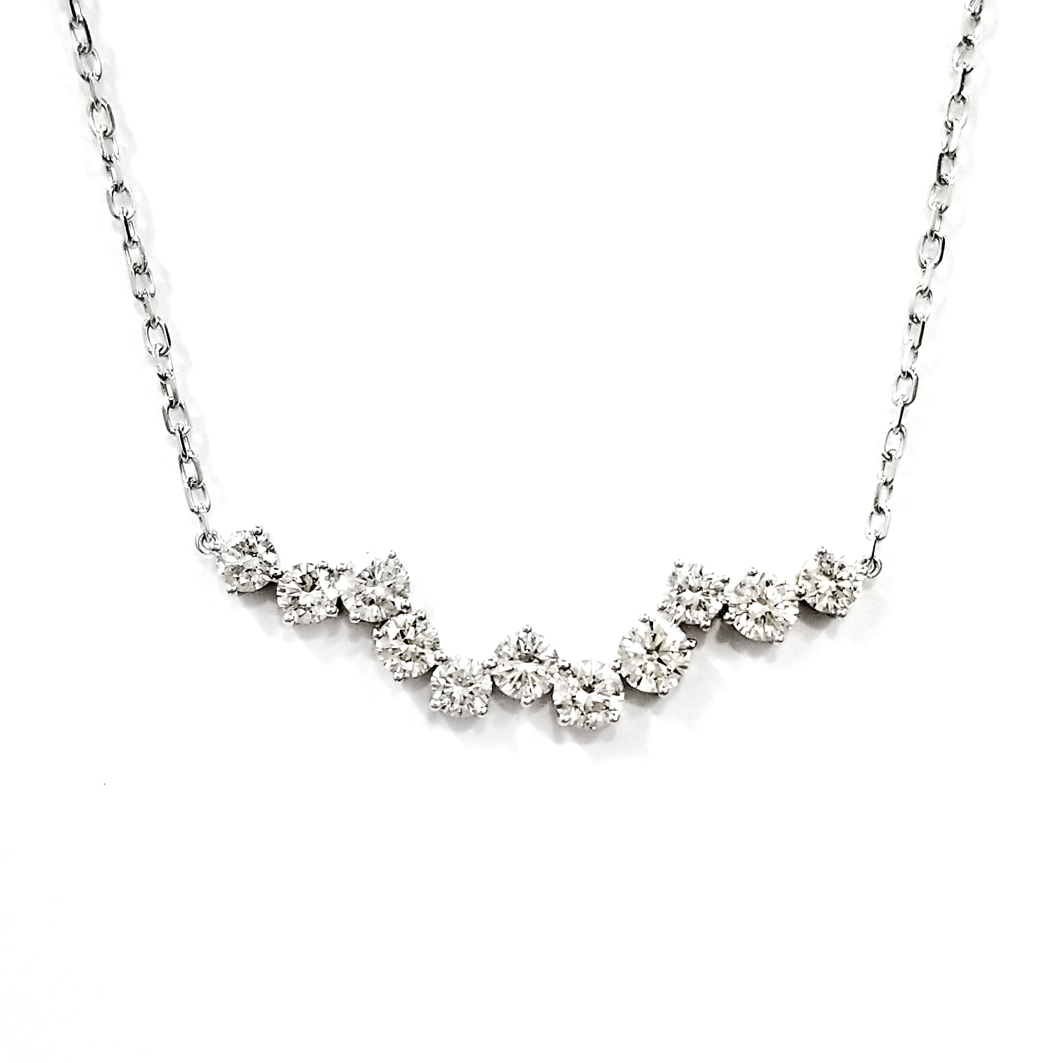 18K白金 實驗室培育鑽石不規則微笑頸鏈