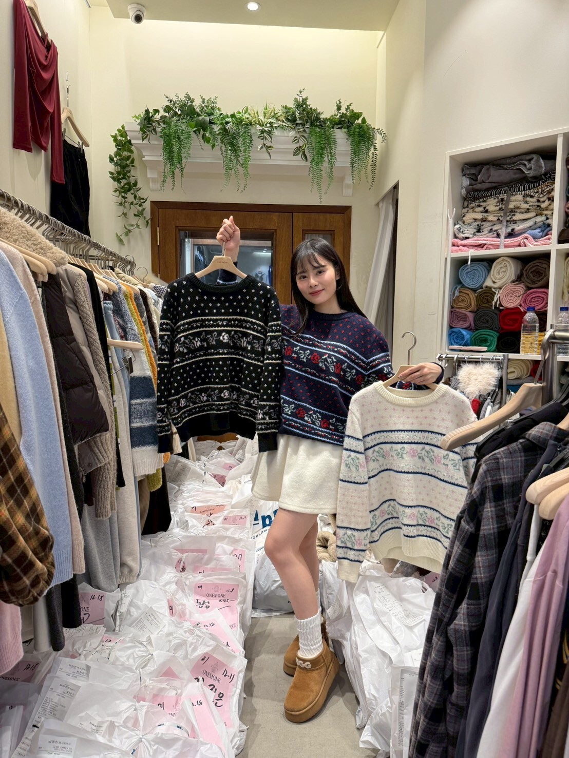 OM5380 碎花波點毛衣