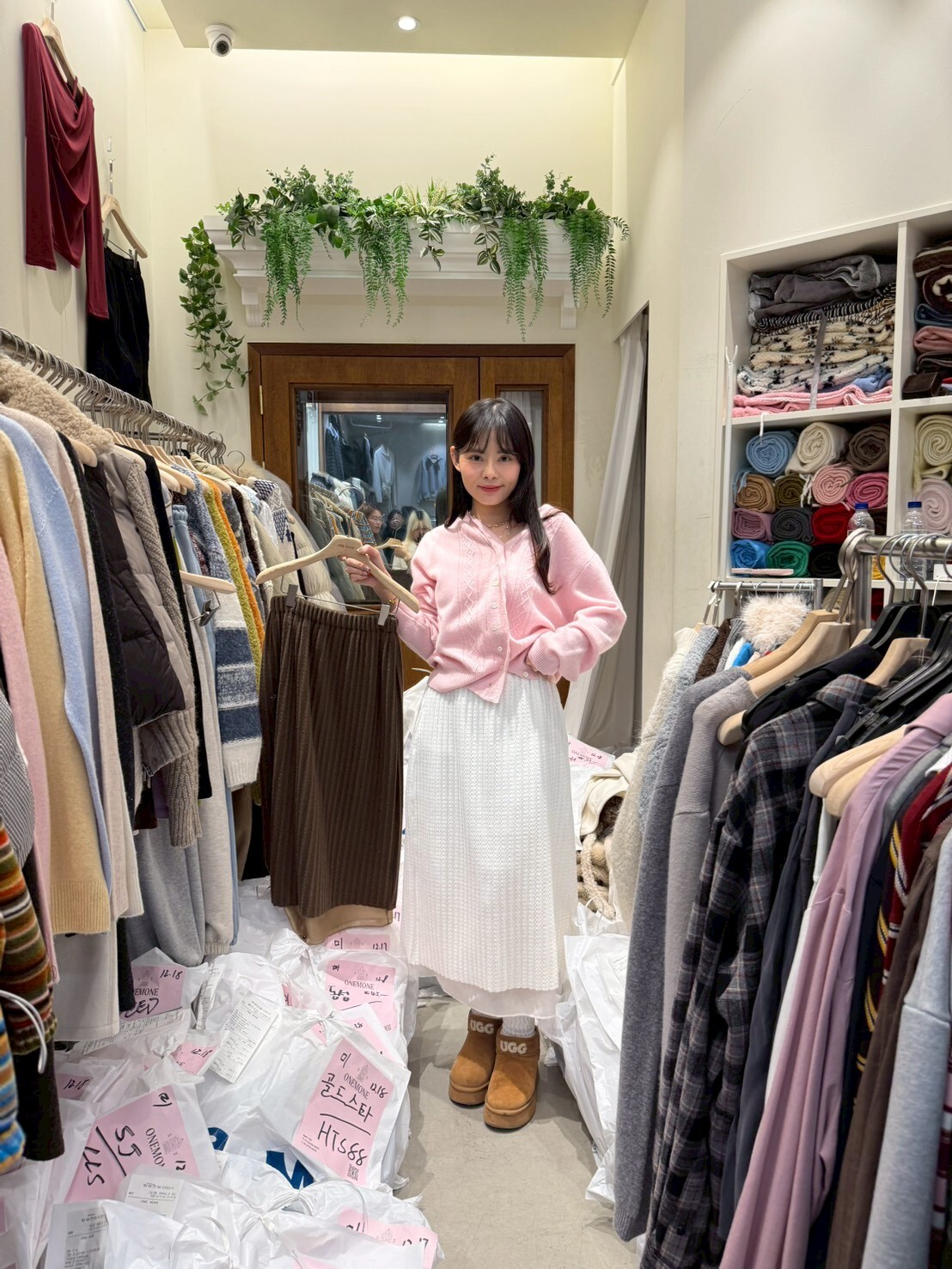 OM5342 雙層拼紗針織百褶裙