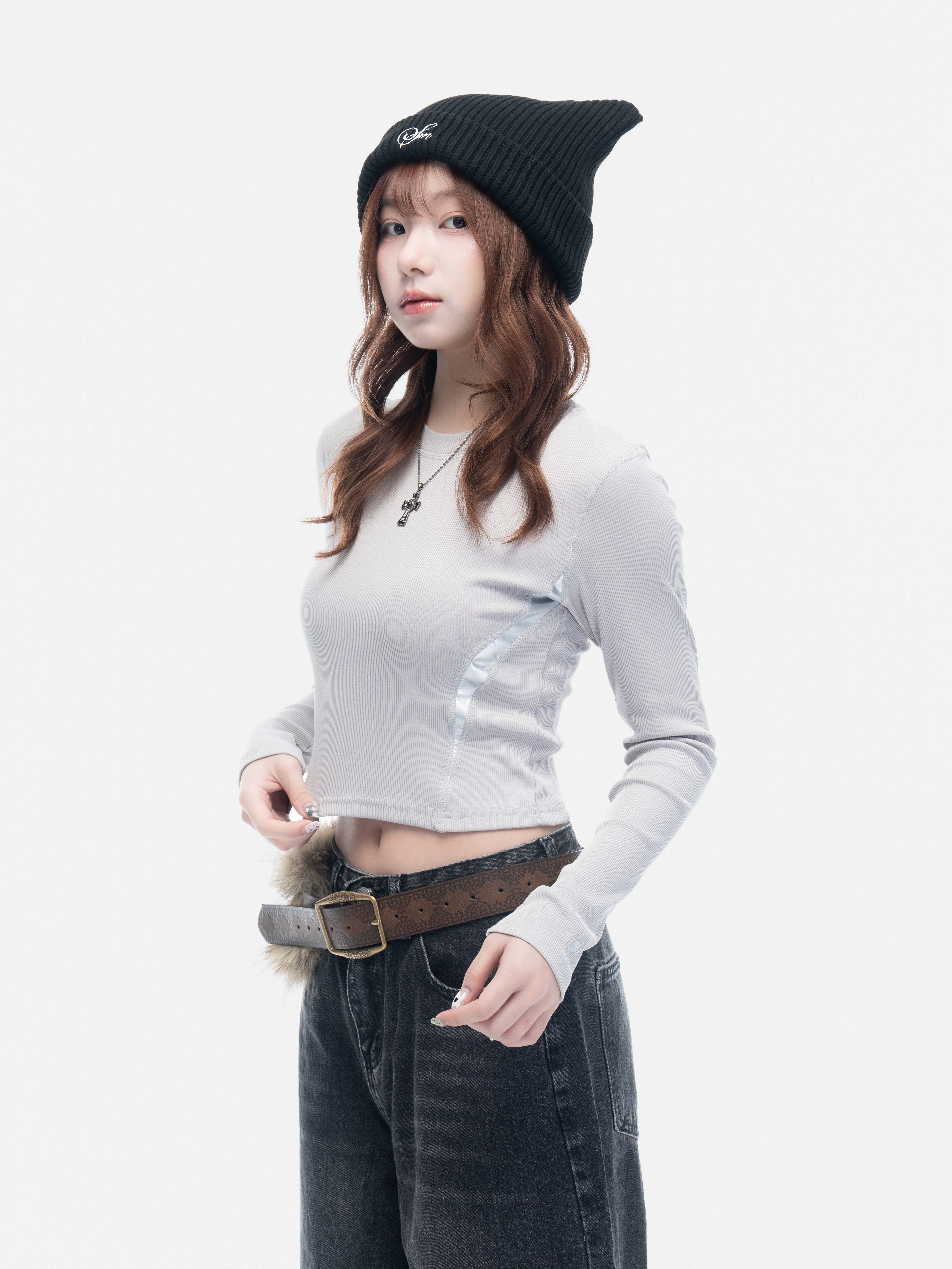 SIMONMADE GC-2515 Glossy Baby 漆皮 剪接 薄長袖