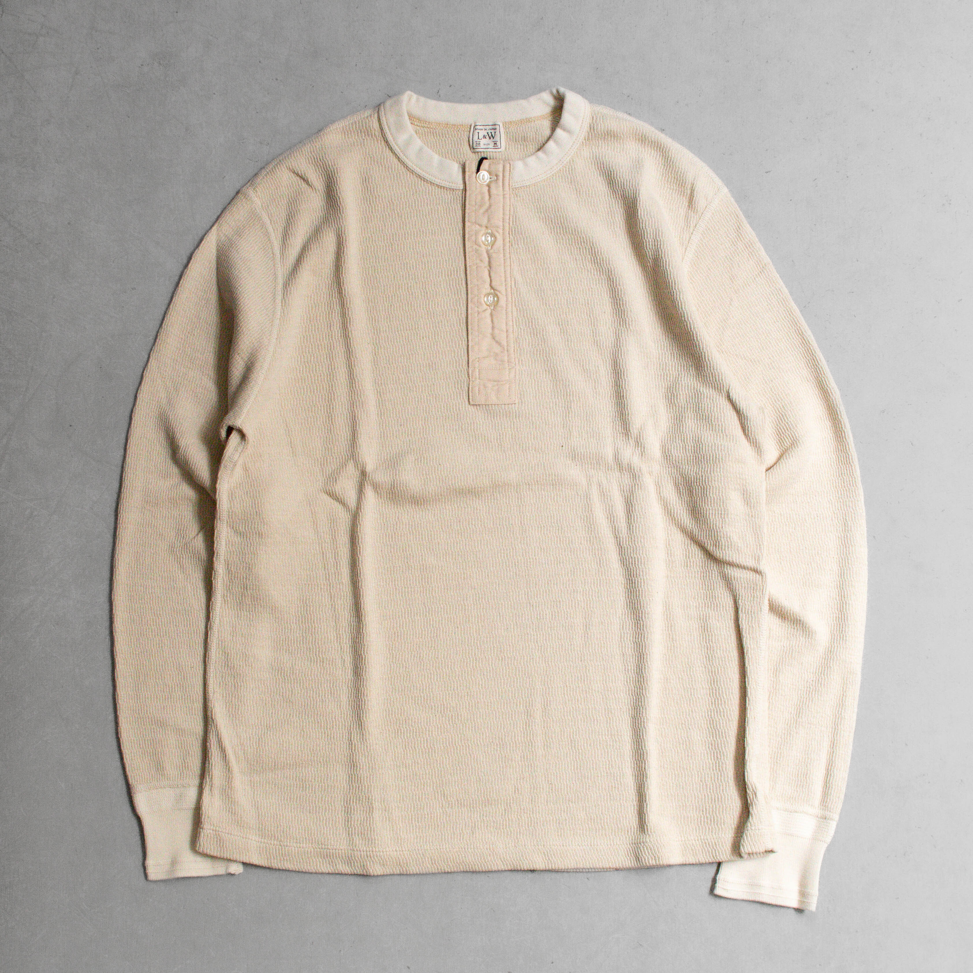 LOOP & WEFT SUPIMA HONEYCOMB HENLEY THERMAL 長袖 亨利領 T恤 三色