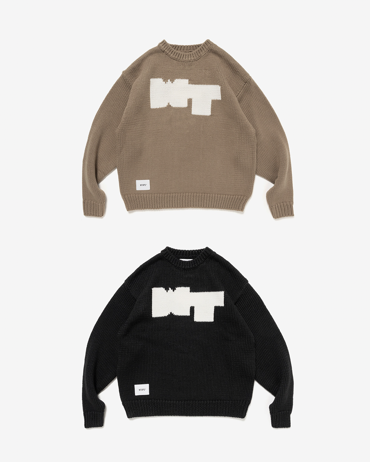 [Instock] WTAPS FW25 CREW NECK CRE / SWEATER / POLY | (BLACK / GREIGE)