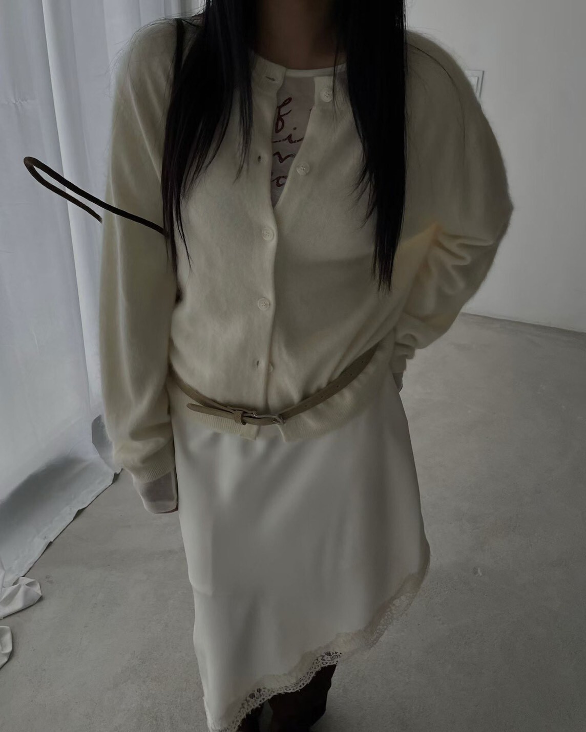 #AD127法式蕾絲半裙(黑/奶油)