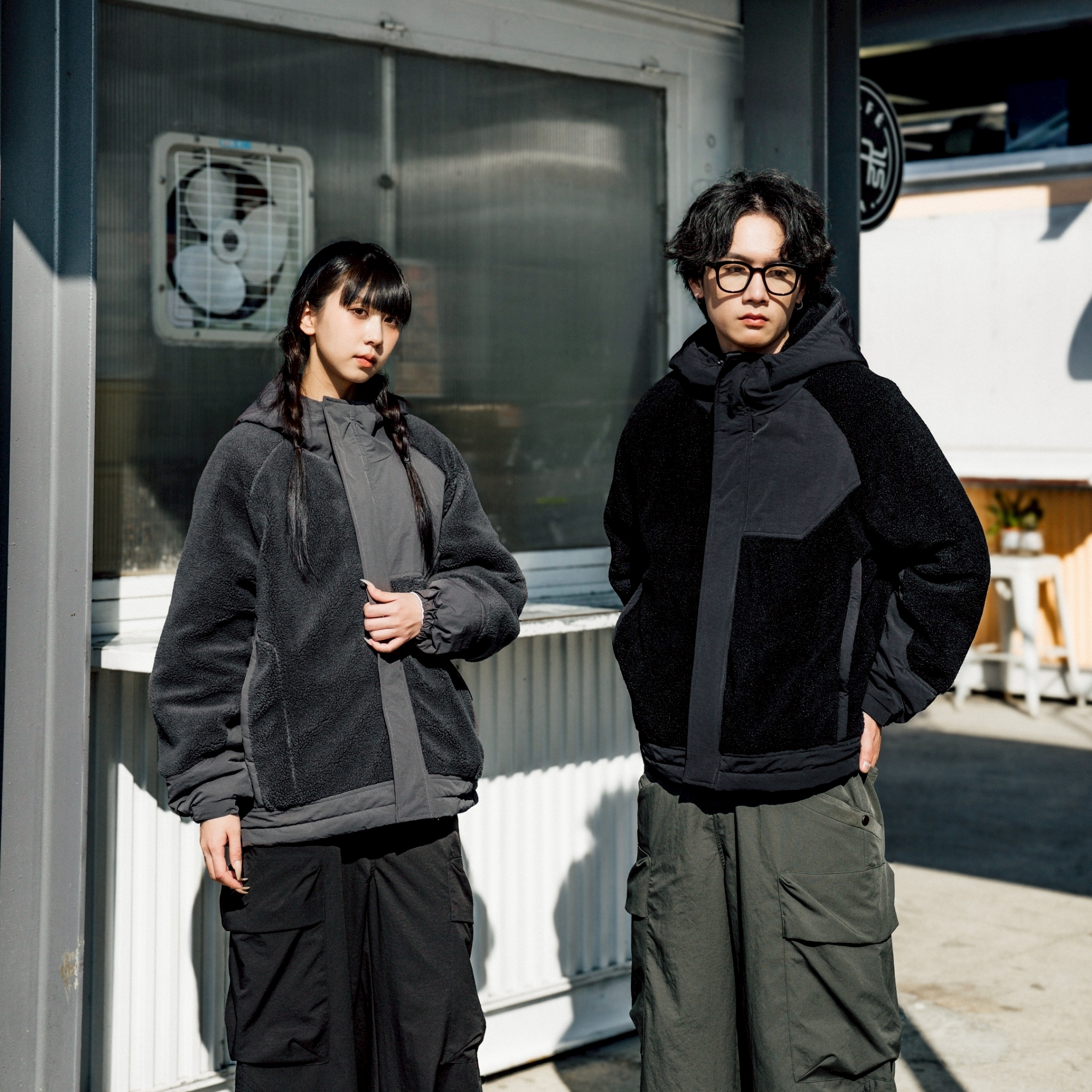 #預購 SBG 絨毛拼接寬鬆鋪棉外套 兩色 SB9001