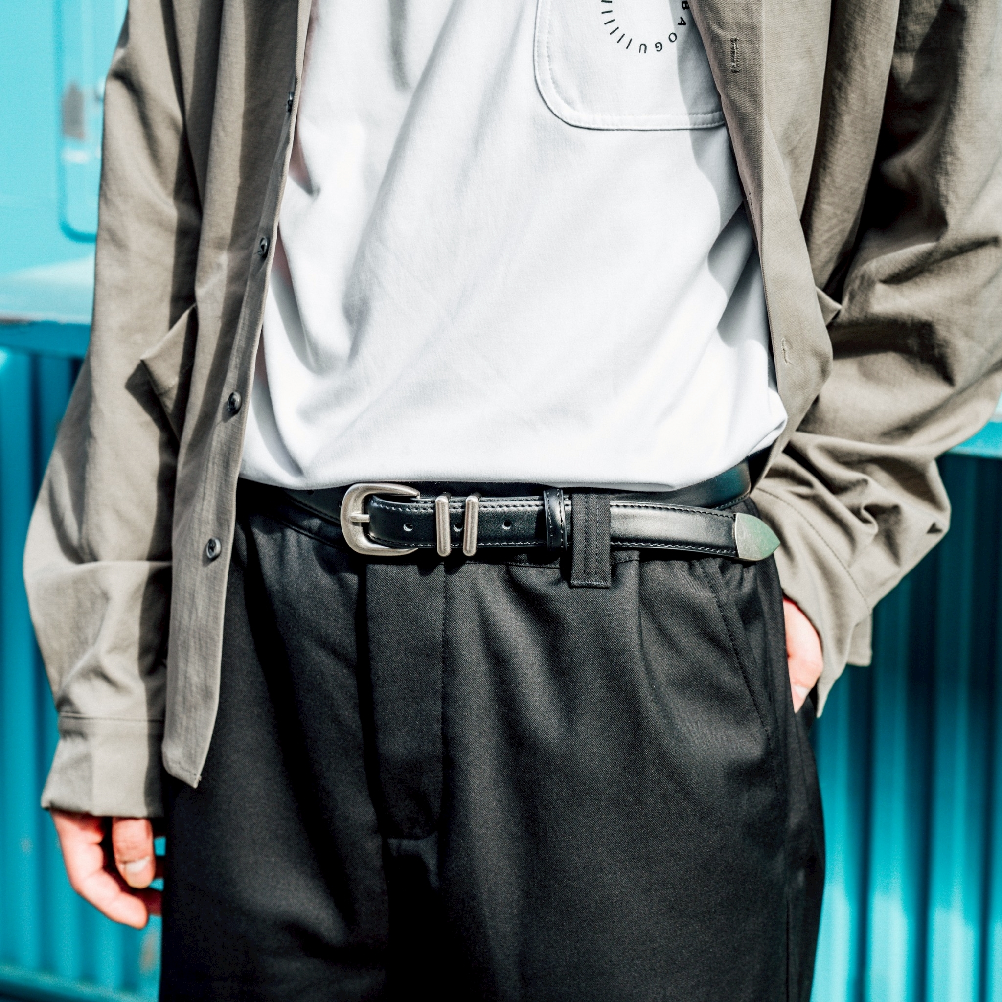 #預購 SBG 霧銀雙環真皮窄版皮帶 B0147