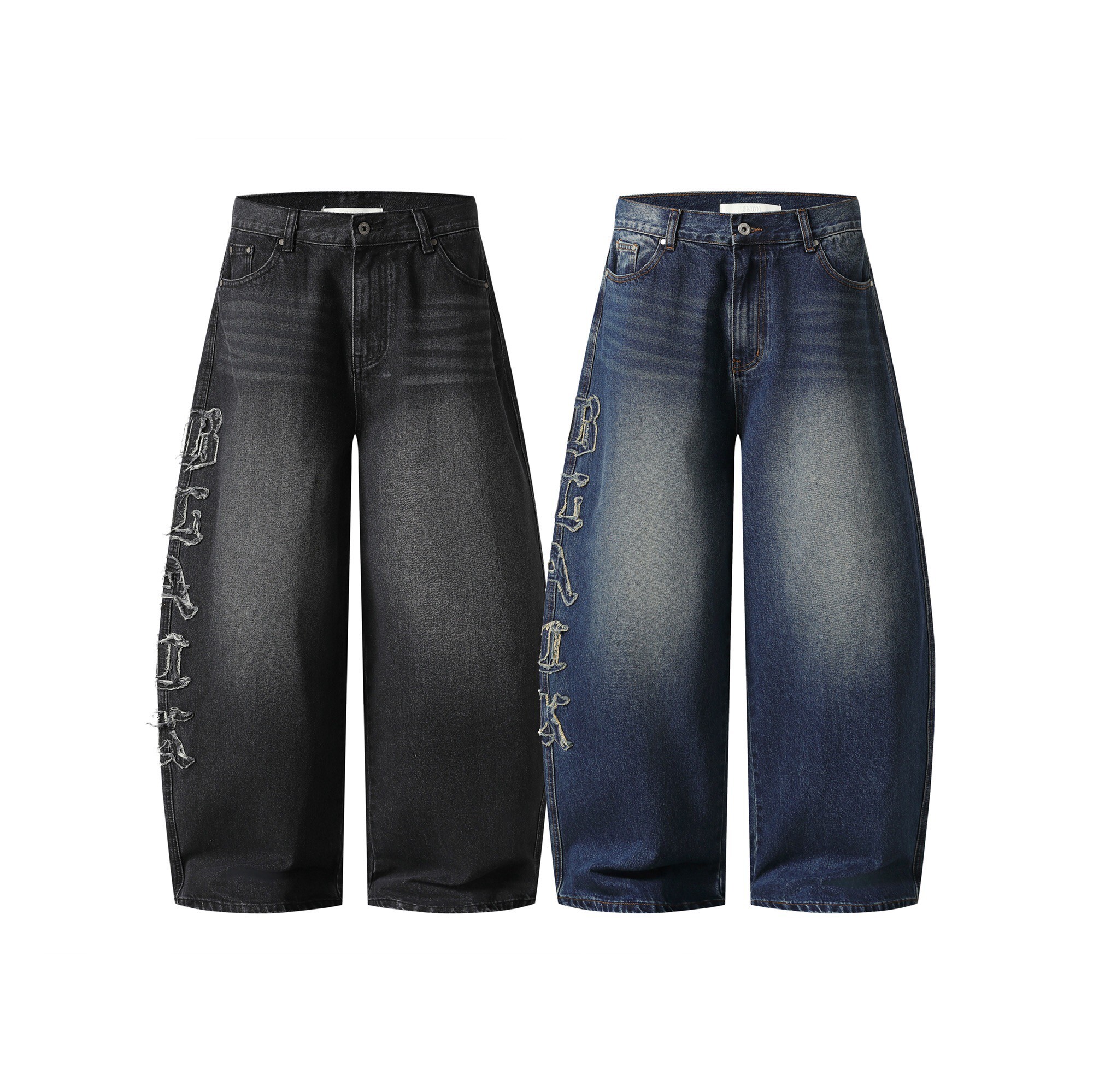 《S.V》歌德貼布繡牛仔寬褲