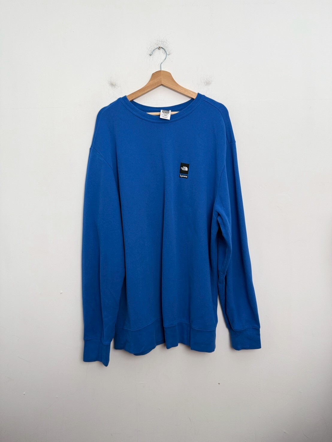 Supreme x TNF 17SS Mountain Crewneck Sweatshirt BLUE SIZE XL