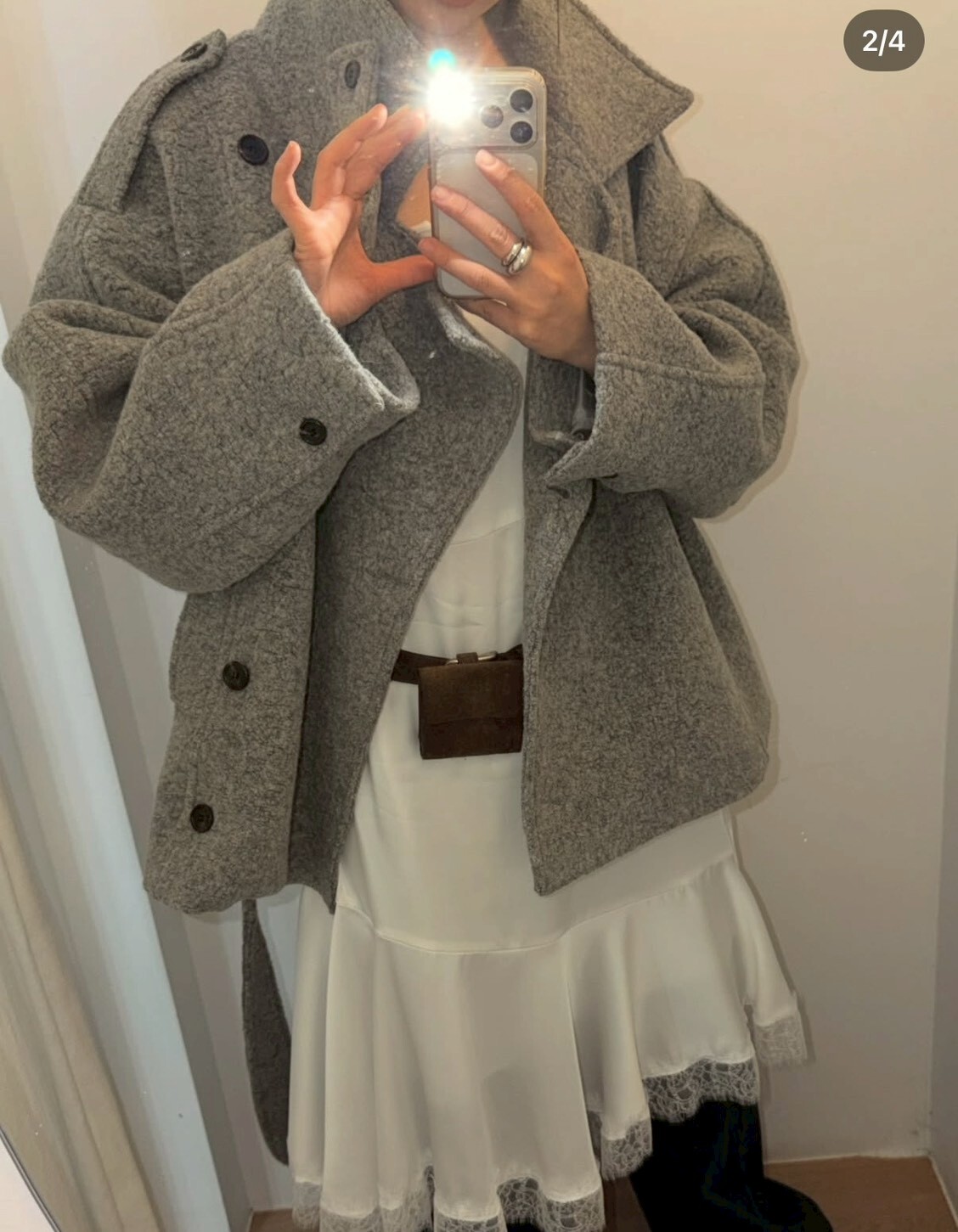 #AD135立領騎士羊毛外套(黑/淺灰)