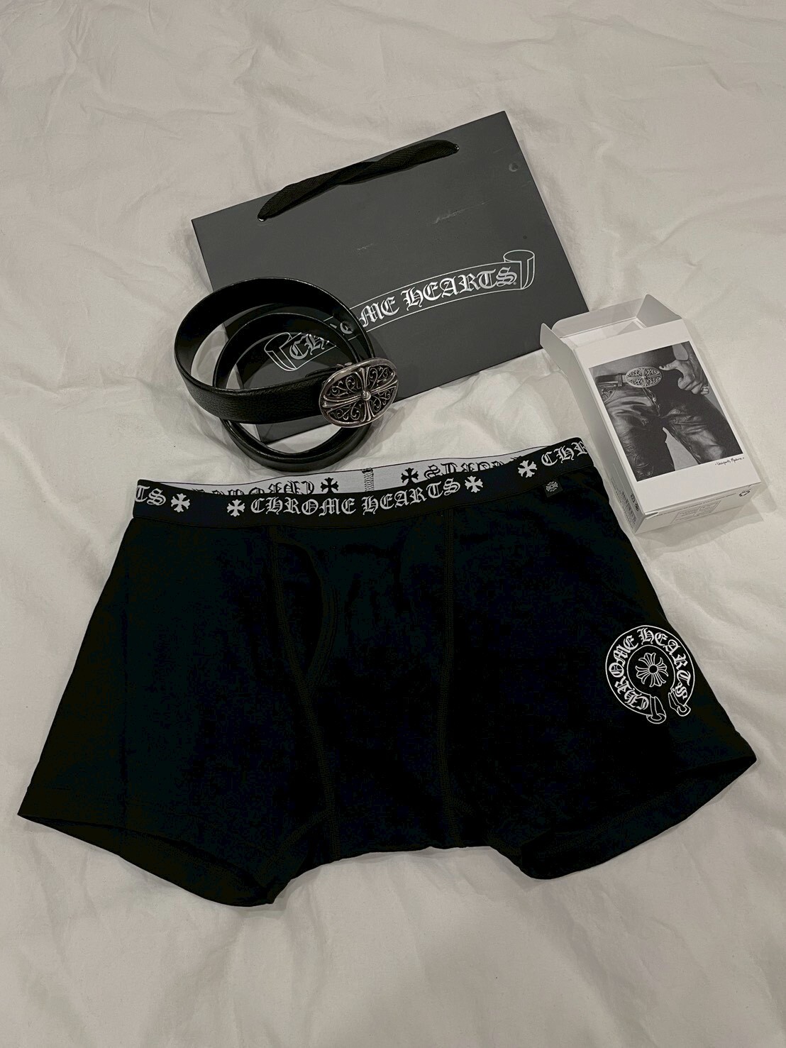 Chrome Hearts 克羅心 經典馬蹄十字 黑白四角褲 內褲 KARINA同款