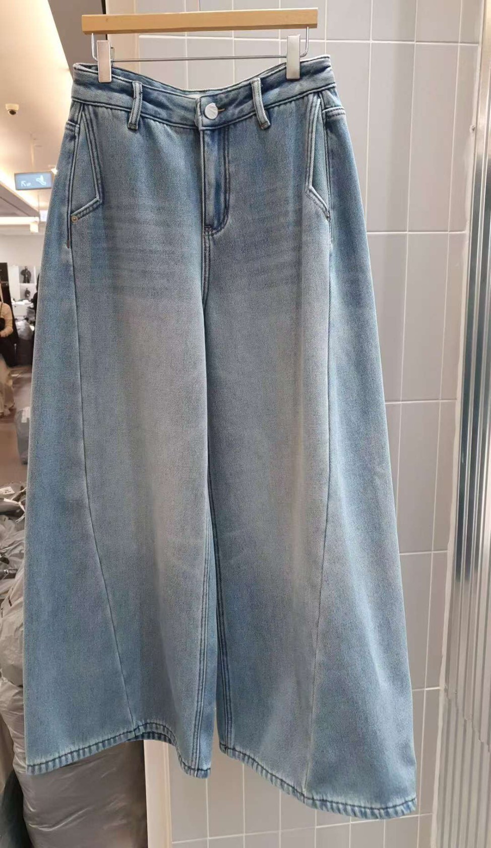 #AD141水洗刷絨牛仔寬褲(中青)