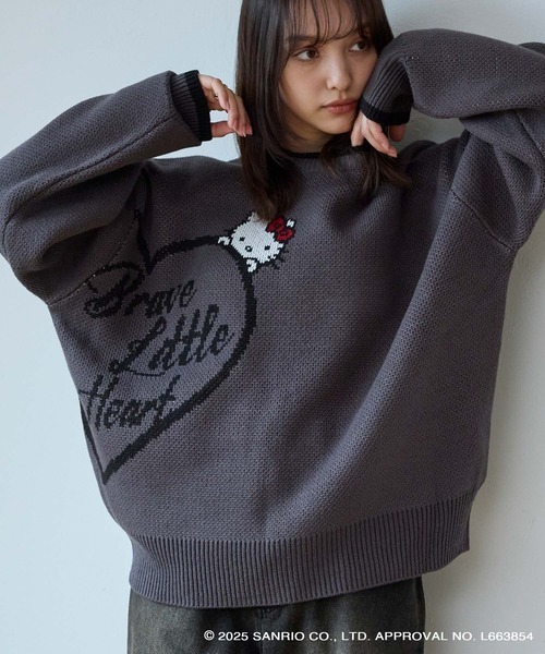 日本🇯🇵連線 MONO-MART x SANRIO 凱蒂貓 庫洛米 點陣圖寬鬆針織衫 復古美式 點陣圖 針織衫 寬鬆 落肩 長袖 休閒 5款(任買兩件711免運)/預購