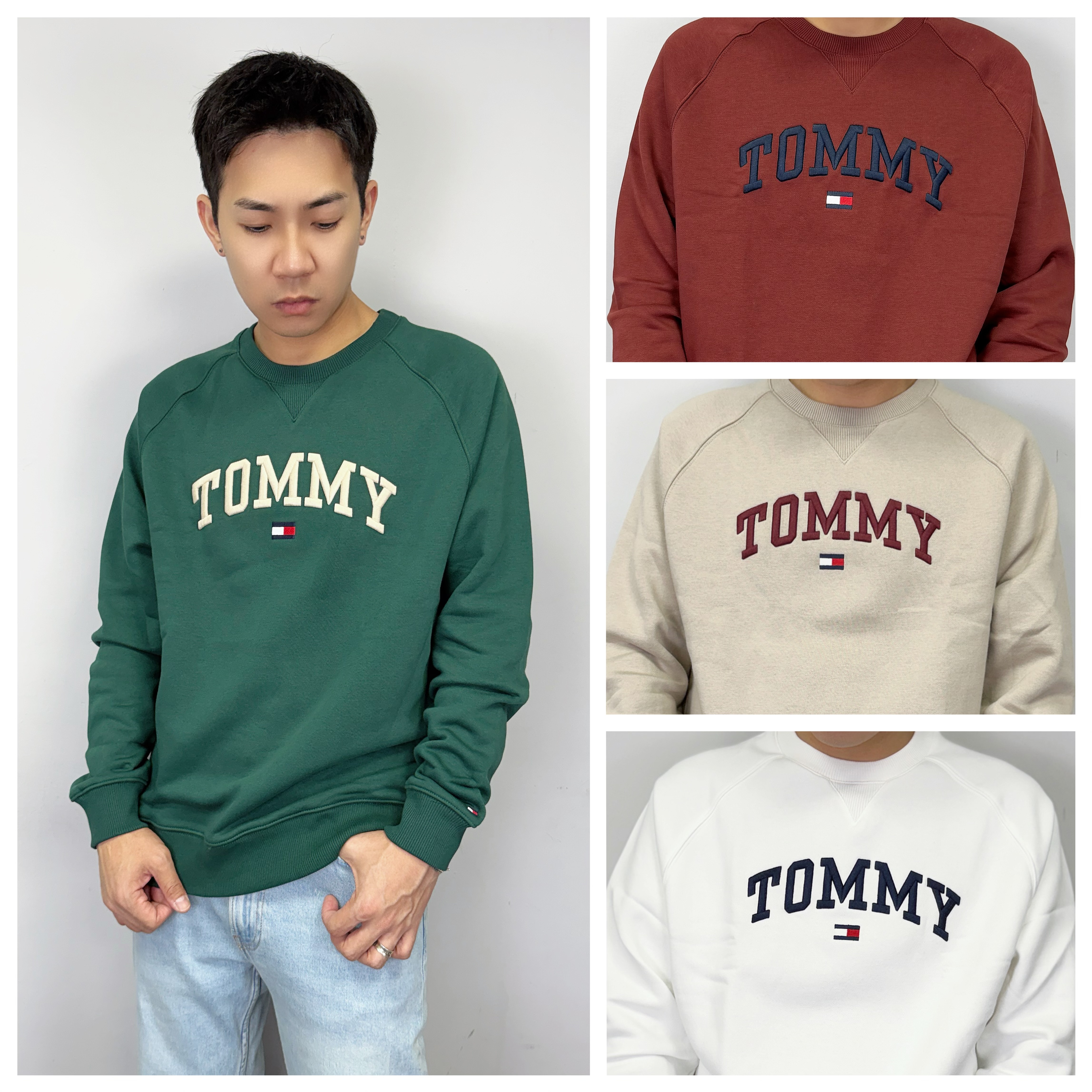Tommy Hilfiger 電繡大字母 內刷毛 大學T 長袖上衣
