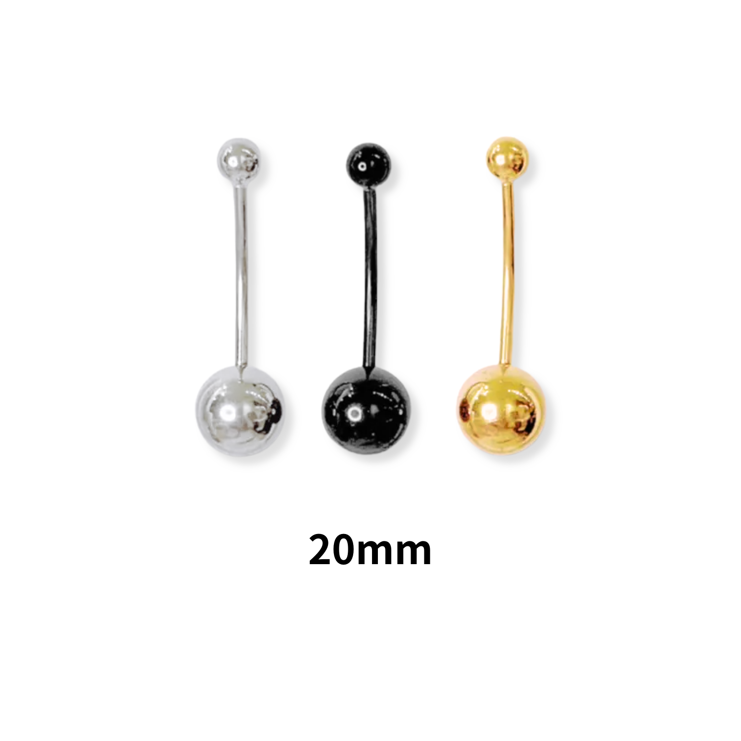 抗敏鋼-多功能-肚臍環(20MM長)-三色(單支價)(ABY)