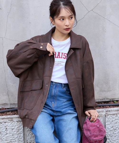 本週限時接單!! 日本🇯🇵連線 MONO-MART 復古燈籠袖拉鍊皮革外套 寬鬆 霧面質感 夾克 外套 翻蓋口袋 4色(任買兩件711免運)/預購