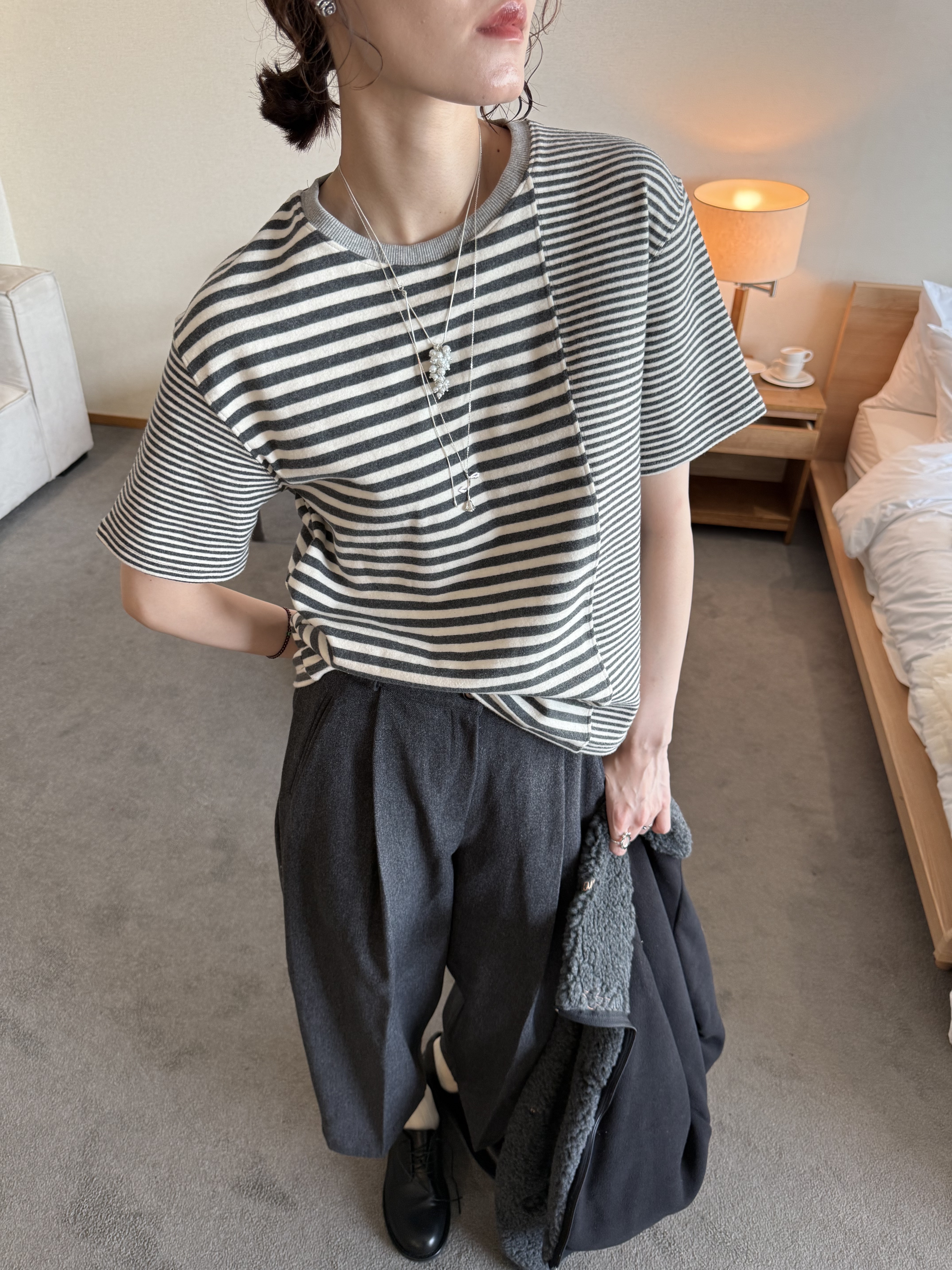 條控必收設計師厚棉衣/3色均碼/灰