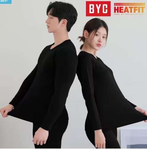 MC47 韓國Heat FIT發熱保暖套裝-保暖衣+保暖長褲 -黑色(女裝)