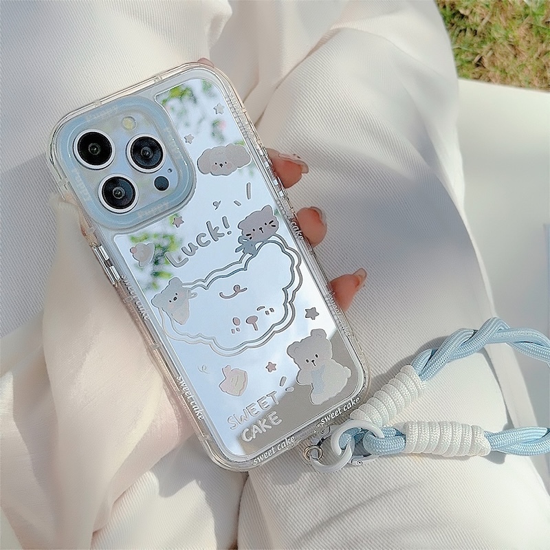 《12220》鏡面藍系狗狗手機殼(附掛繩)