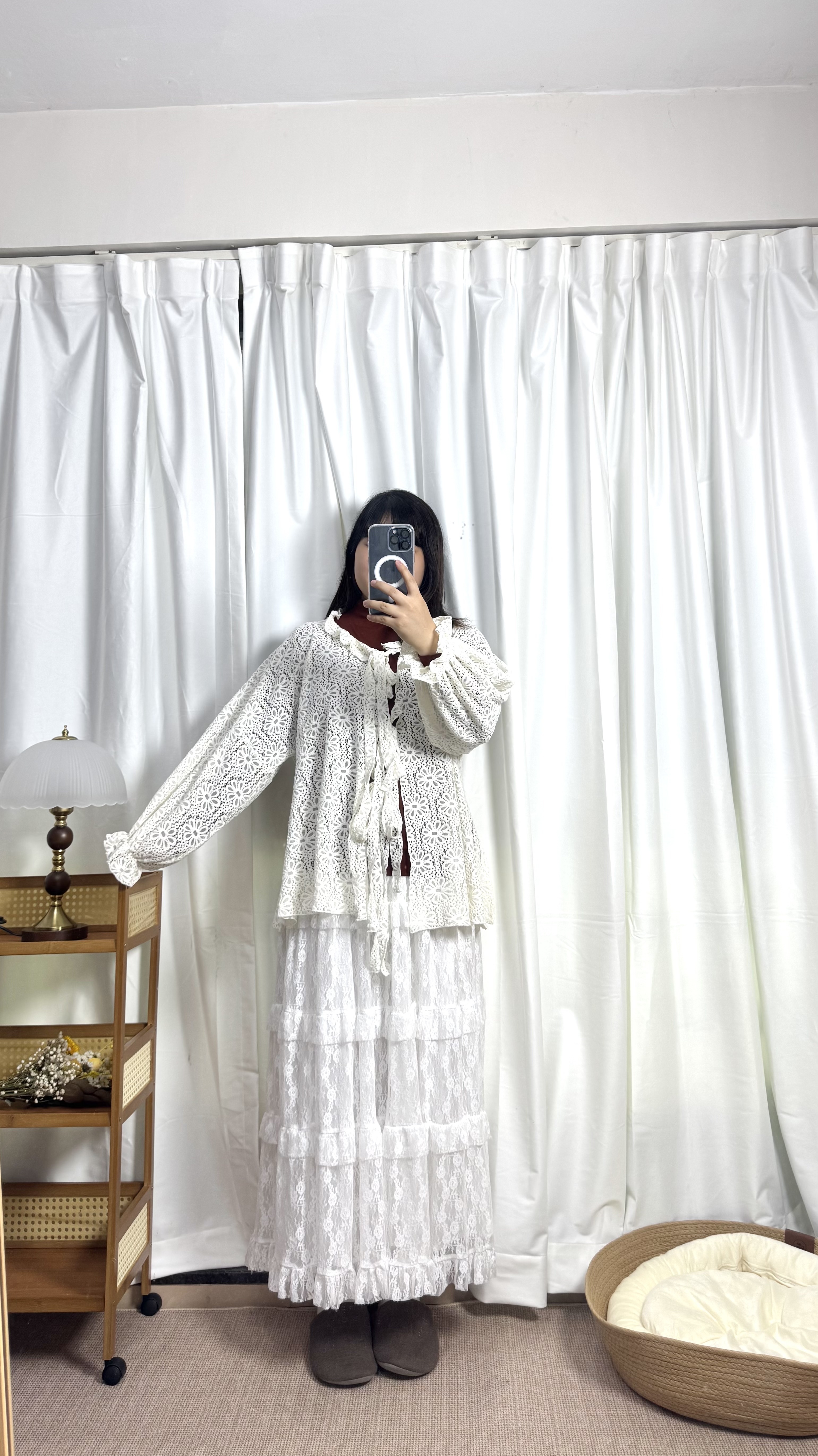 New colour ！絨面花花大領外套