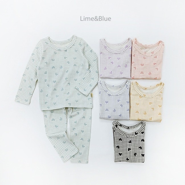 Lime & Blue Heart Check Set