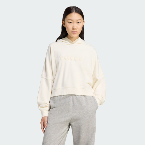 Adidas 愛迪達 Crop Hoodie JX7640 女 連帽上衣 帽t 連帽長袖 白 亞版