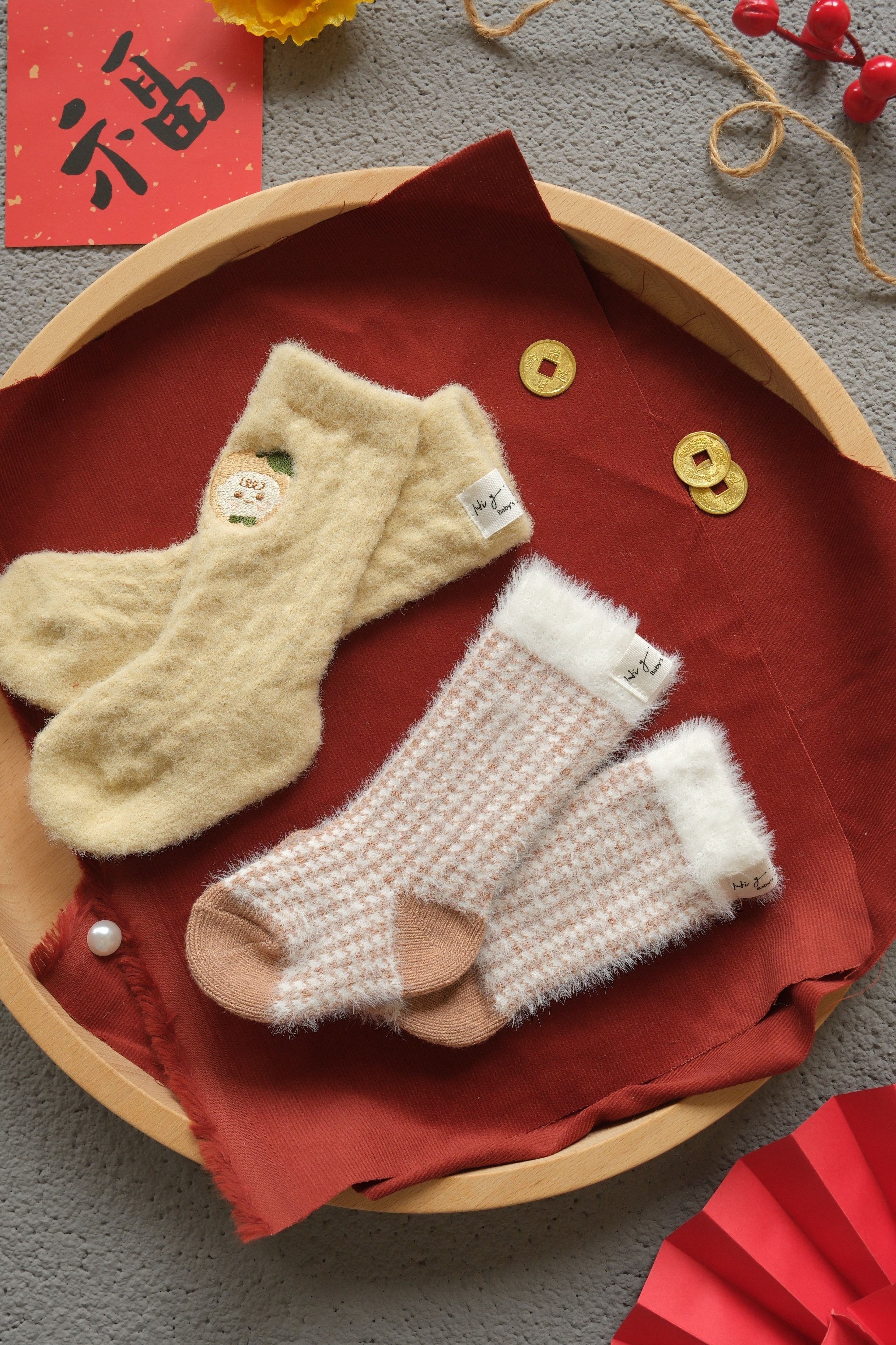 Hi Y.P store-馬年限定-橘子寶寶刺繡襪(兩件組)