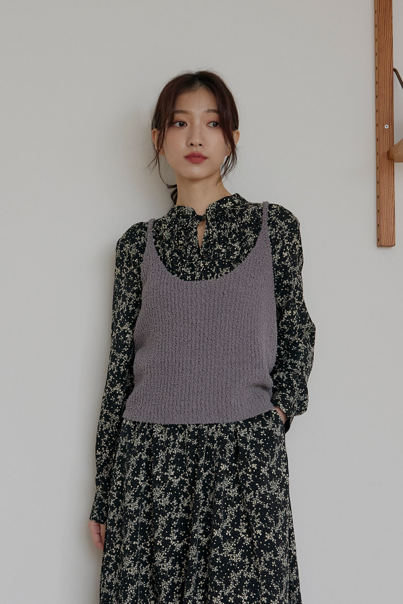 細肩短版毛毛背心