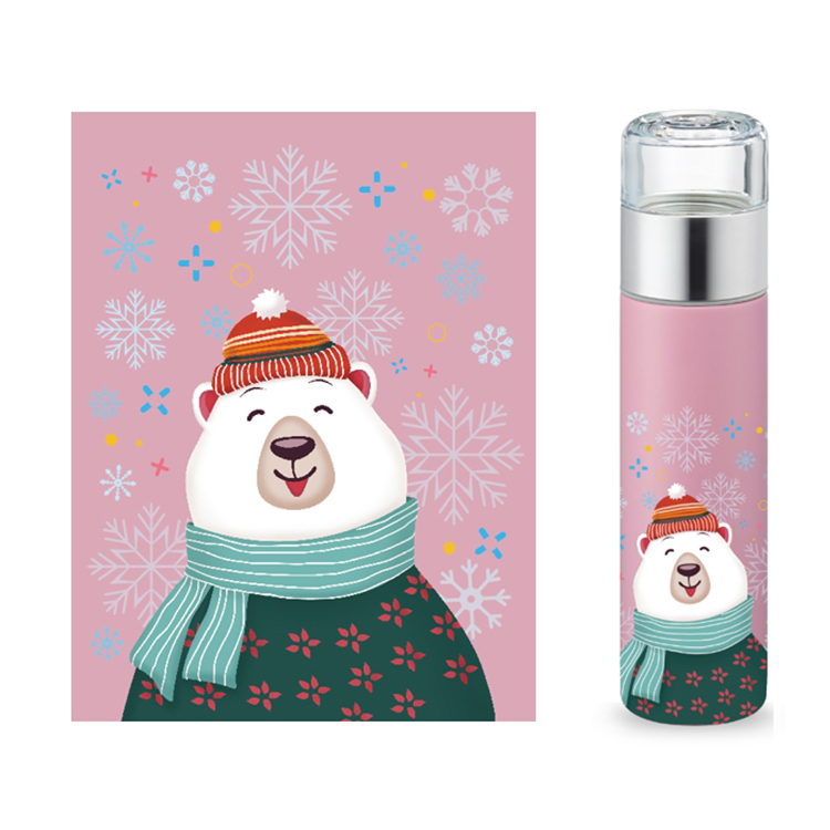 PO: 丹麥攜帶式保溫泡茶杯240ml(冬季限量款雪花北極熊)